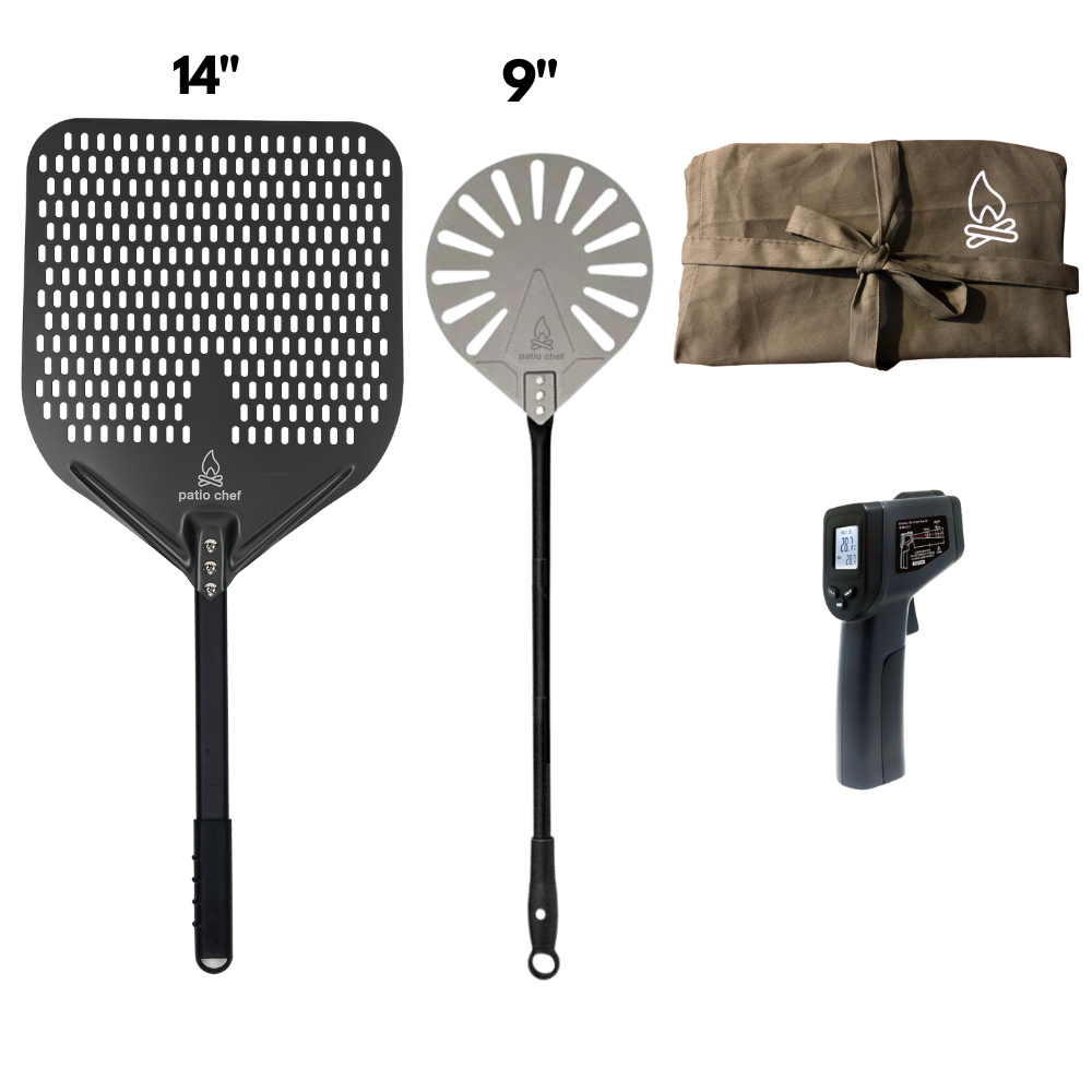 Pizza Party Starter Pack #2: 14 inch Pizza Peel + 9 Inch Turning Peel + IR Temp Gun