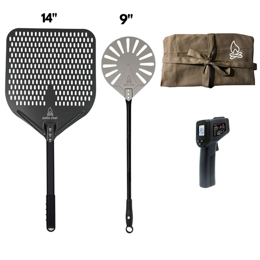 Pizza Party Starter Pack #2: 14 inch Pizza Peel + 9 Inch Turning Peel + IR Temp Gun
