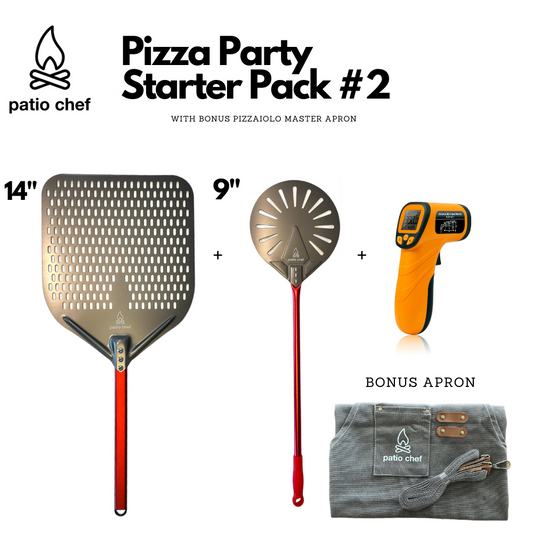 Pizza Party Starter Pack #2: 14 inch Pizza Peel + 9 Inch Turning Peel + IR Temp Gun