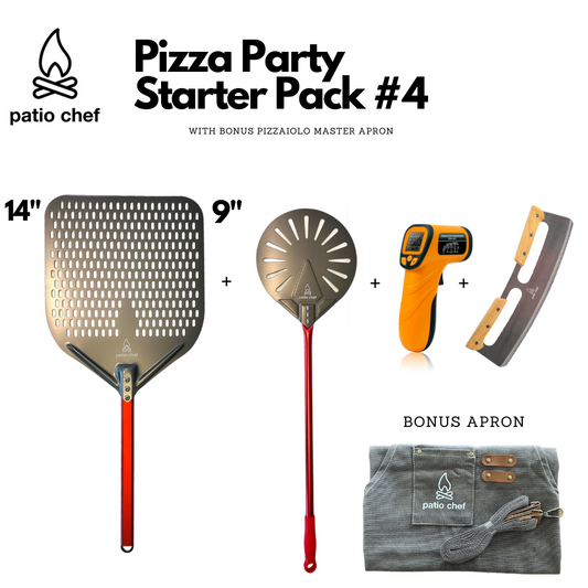 Pizza Party Starter Pack #4: 14 inch Pizza Peel + 9 Inch Turning Peel + IR Temp Gun + Pizza Cutter