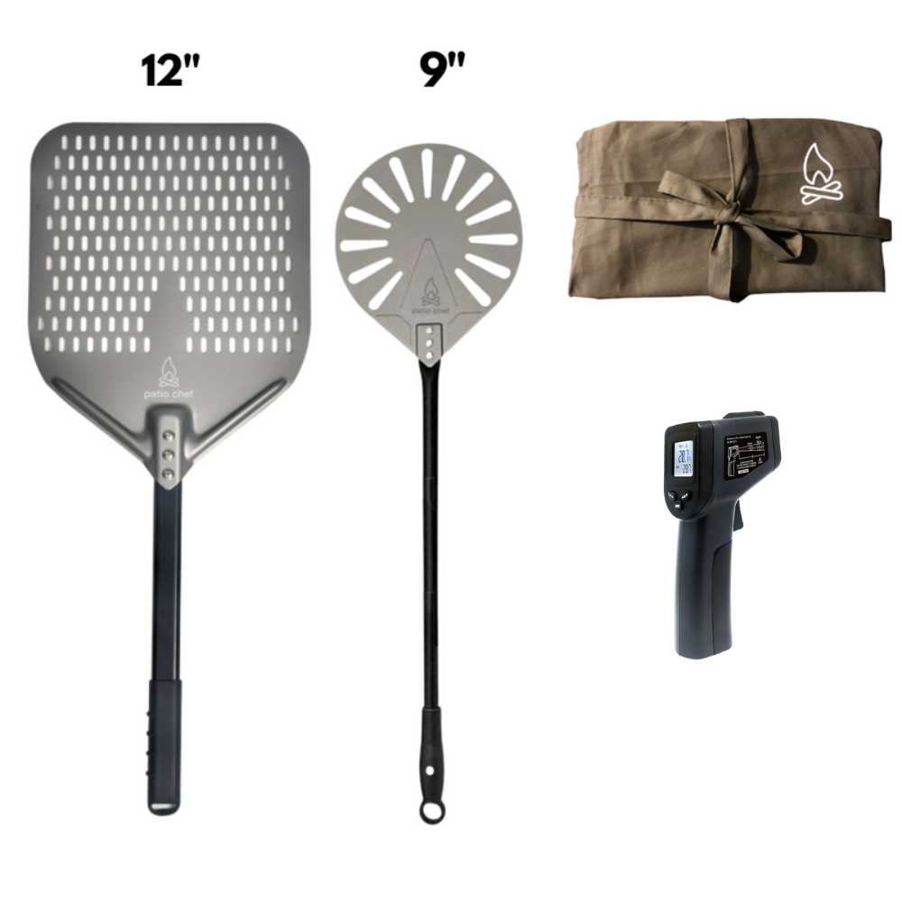 Pizza Party Starter Pack #1: 12 inch Pizza Peel + 9 Inch Turning Peel + IR Temp Gun