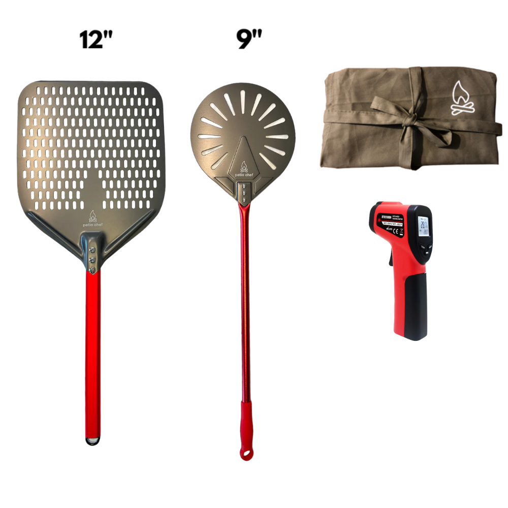 Pizza Party Starter Pack #1: 12 inch Pizza Peel + 9 Inch Turning Peel + IR Temp Gun