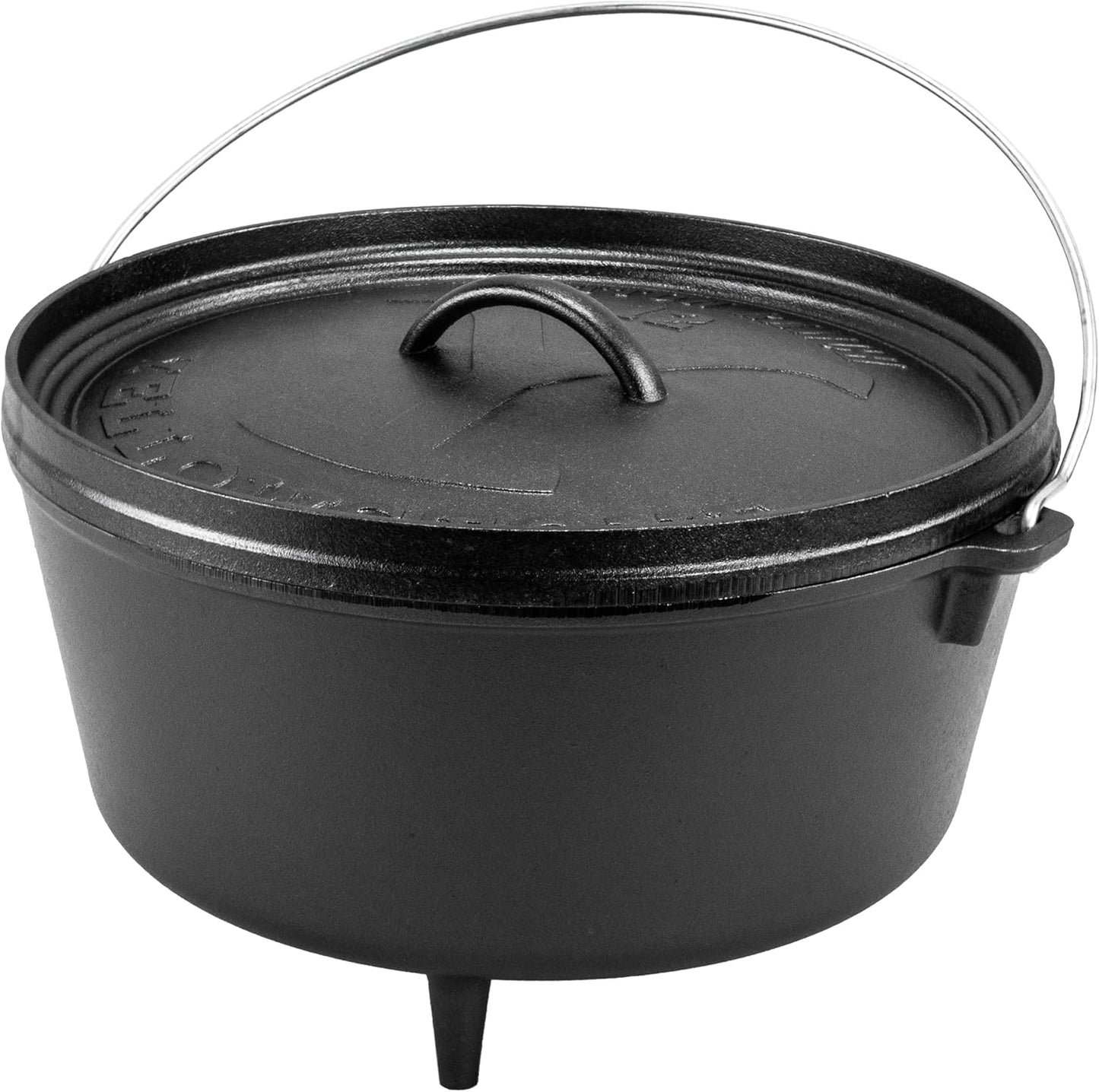 Yellowstone™ 12 Inch / 8 Quart Seasoned Cast Iron Deep Camp Dutch Oven