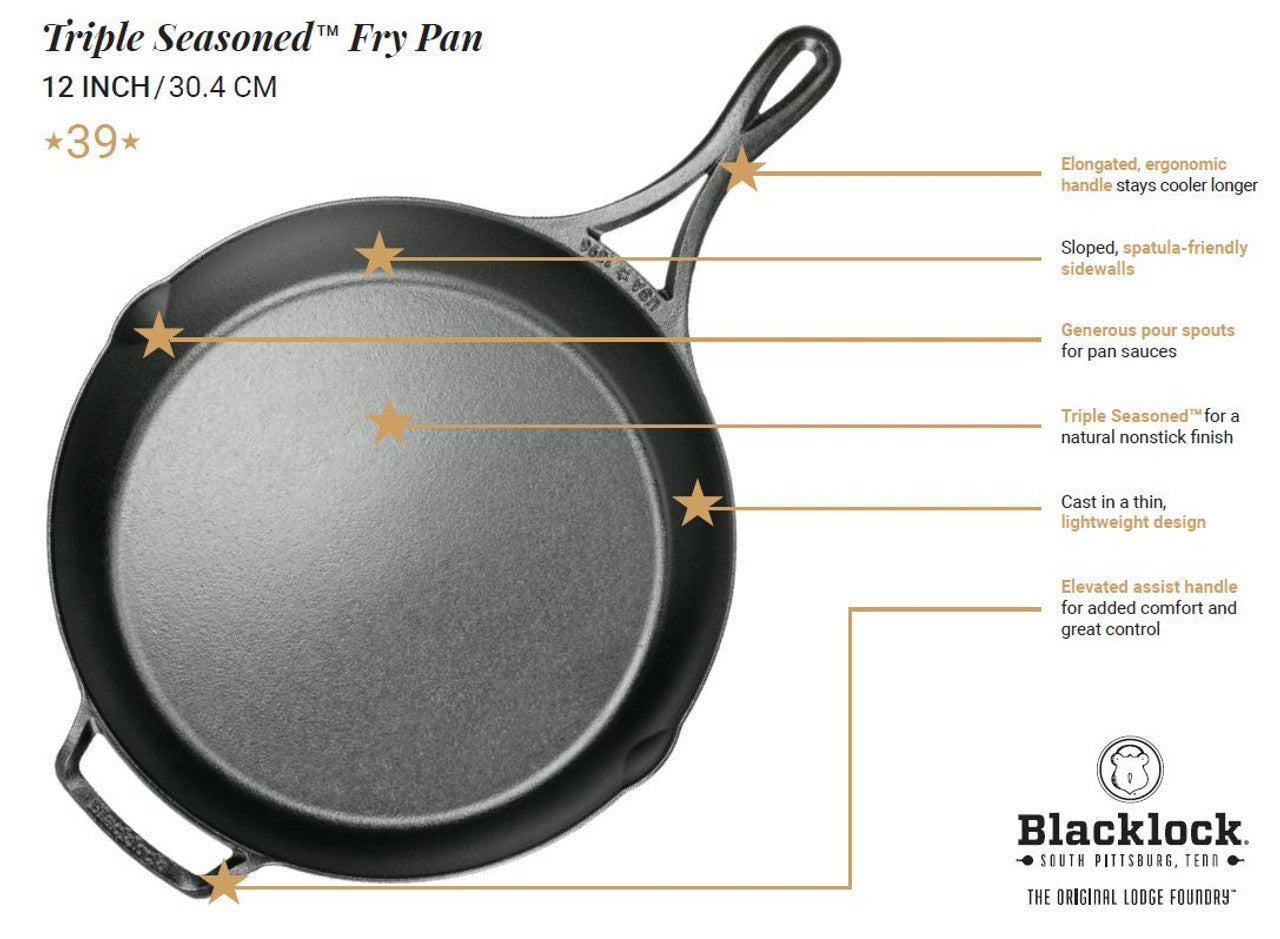 Blacklock - Triple Seasoned Cast Iron 12 Inch Skillet