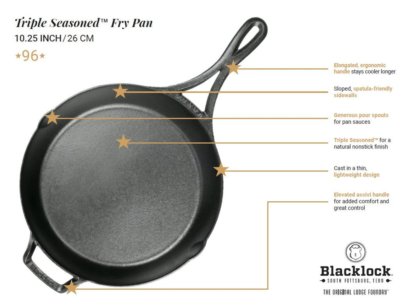 Blacklock - Triple Seasoned Cast Iron 10.25 Inch Skillet