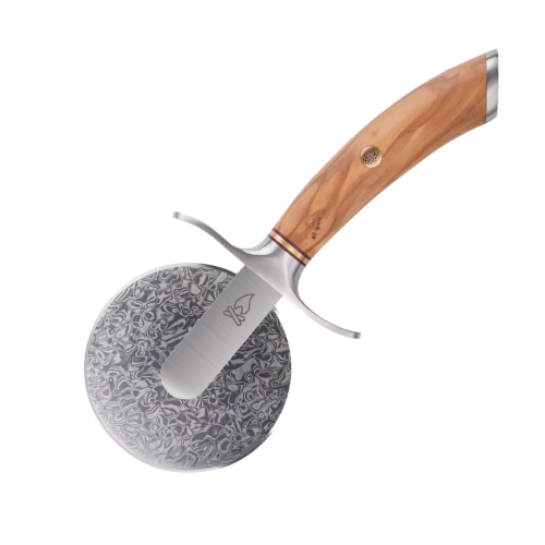 The Damascus Wheel — 73 Layer High Carbon Damascus Steel Pizza Cutter