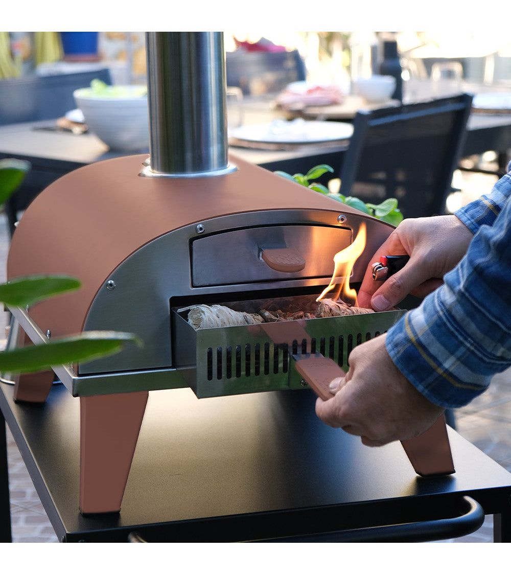 ZiiPa Piana Wood Pellet Pizza Oven with Rotating Stone – Terracotta